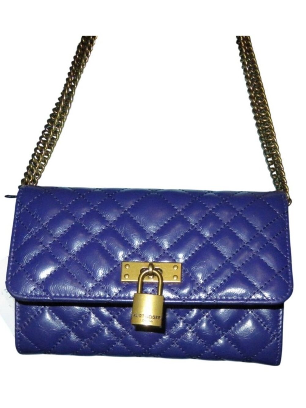 KURT GEIGER London Purple Brixton Quilted Leather Chain Wallet Crossbody Handbag